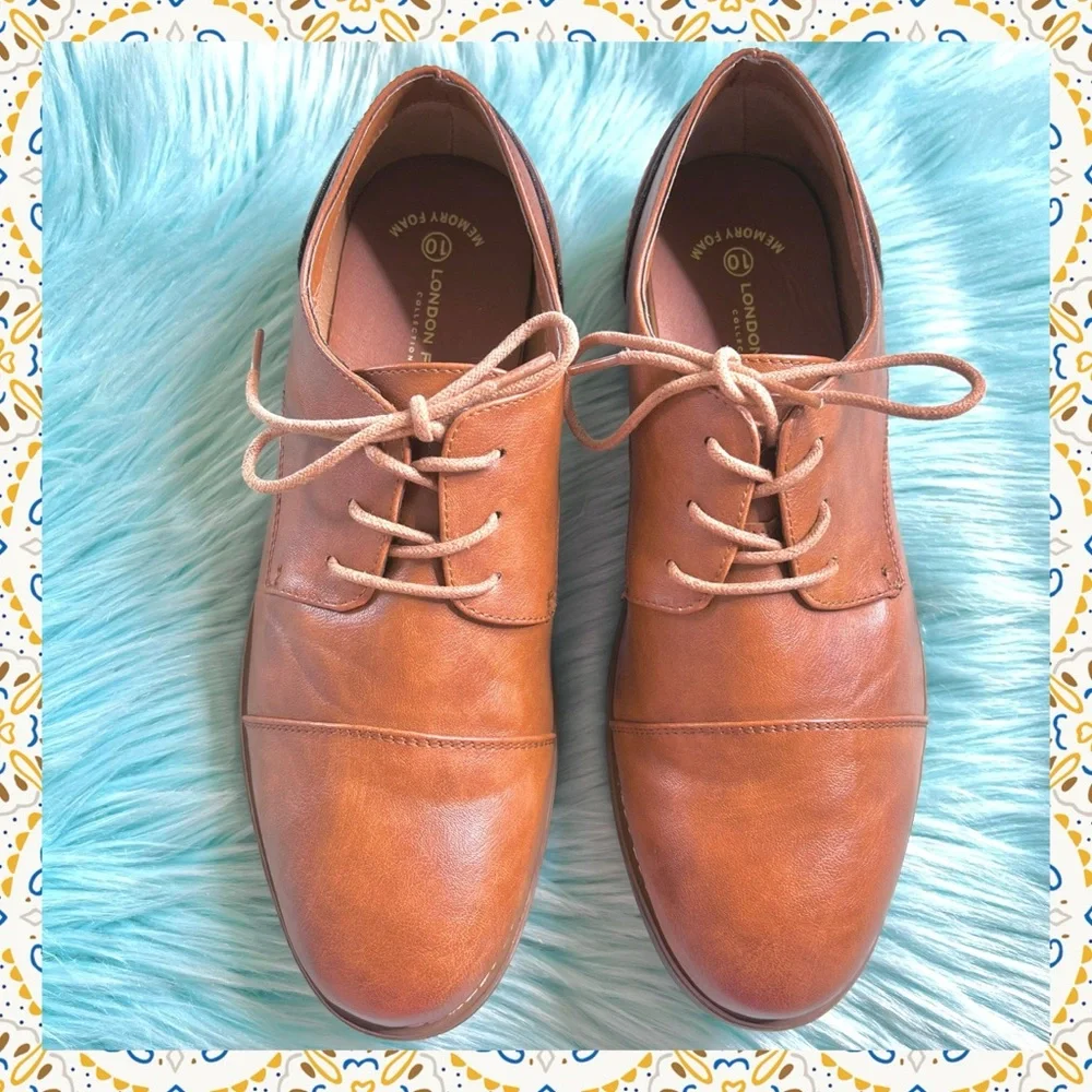 London Fog Bradford Brown Derby Shoes Men’s Size 10 Memory Foam Comfort Lace Up